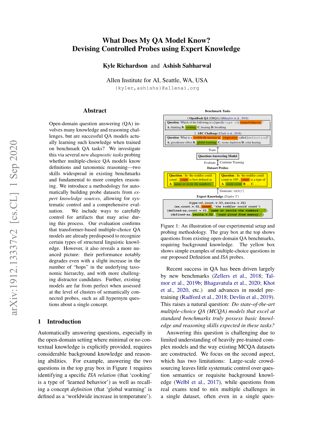 Arxiv:1912.13337V2 [Cs.CL] 1 Sep 2020