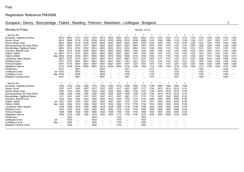 First Registration Reference PM3/668 Dunipace