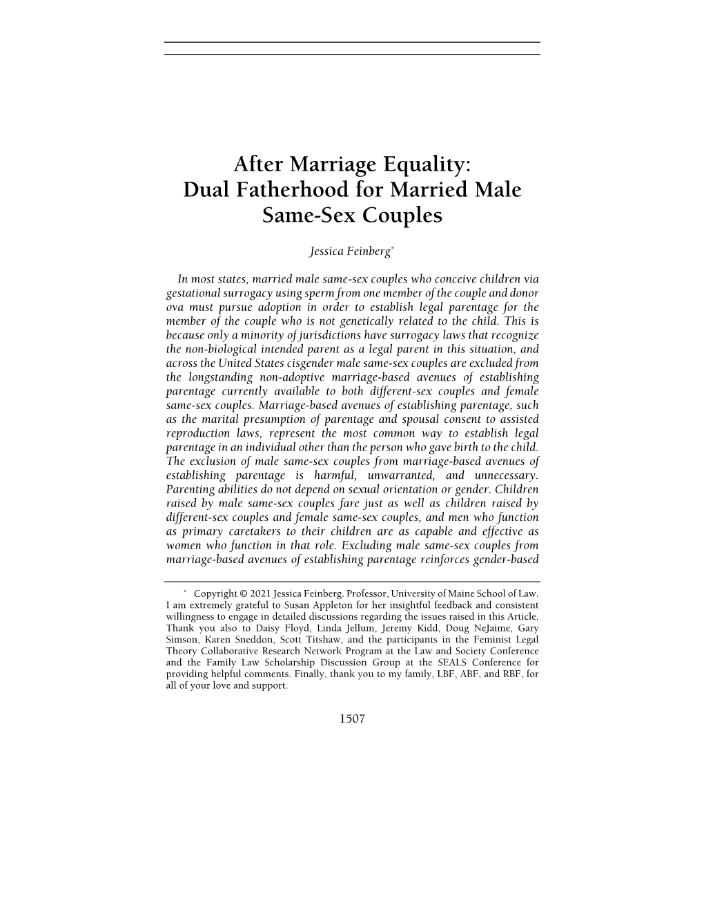 After Marriage Equality: Dual Fatherhood for Married Male Same-Sex Couples