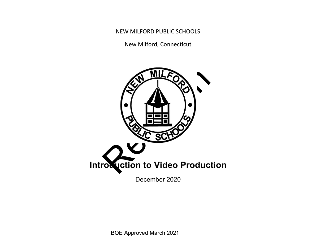 Introduction to Video Production December 2020