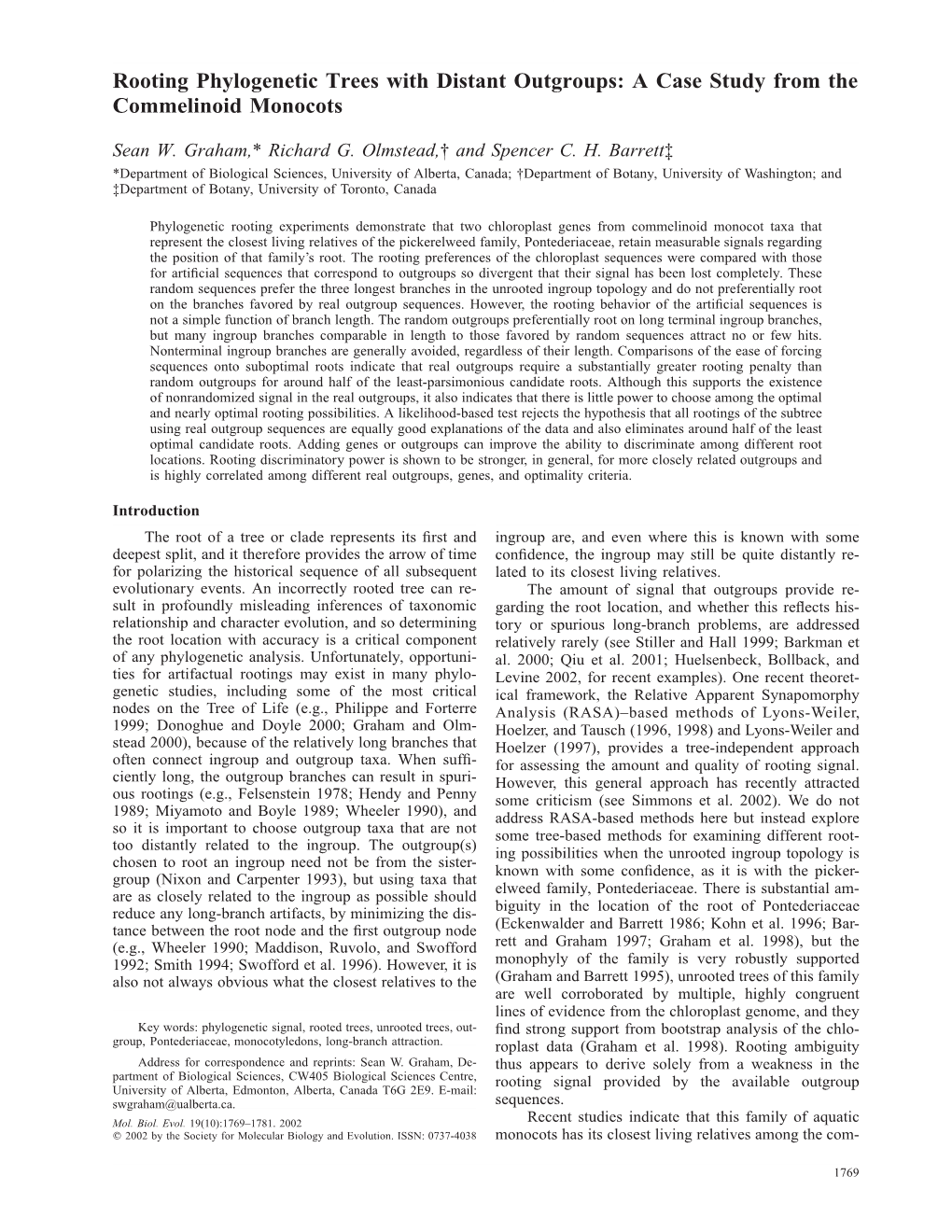 Rooting Phylogenetic Trees with Distant Outgroups: a Case Study from the Commelinoid Monocots