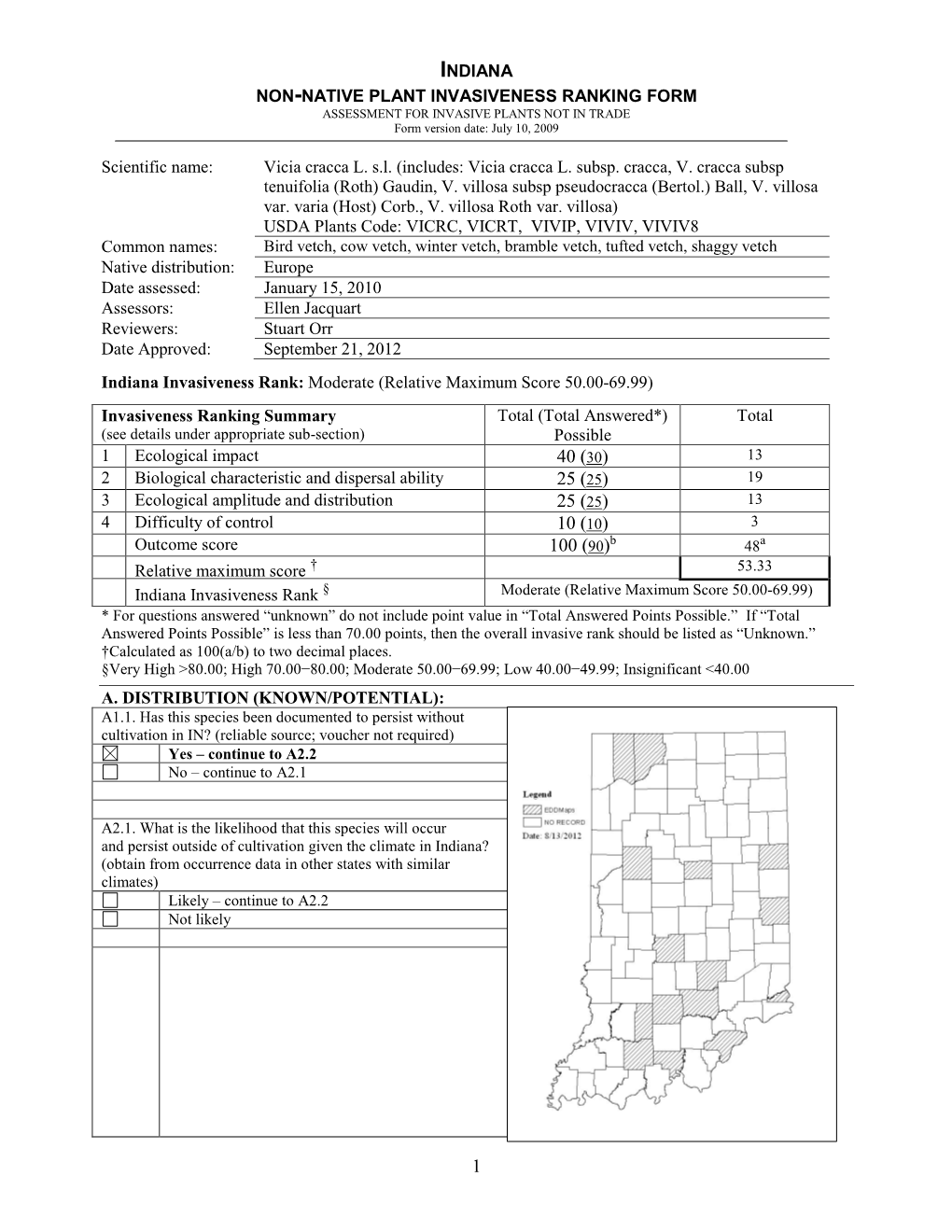 New York Non-Native Plant Invasiveness Ranking Form