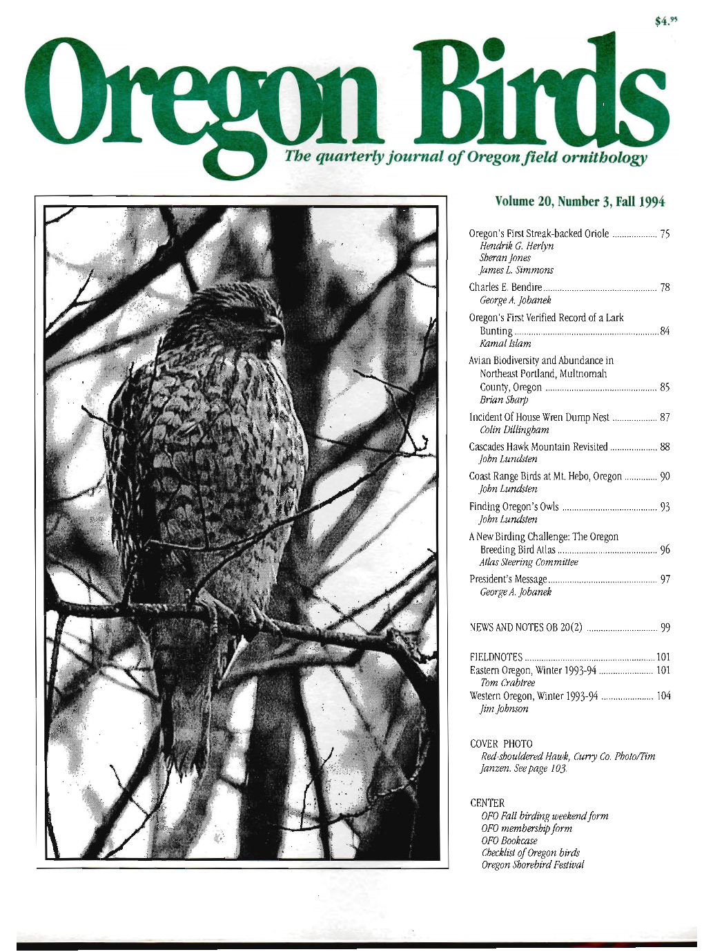 The Quarterly Journal of Oregon Field Ornithology