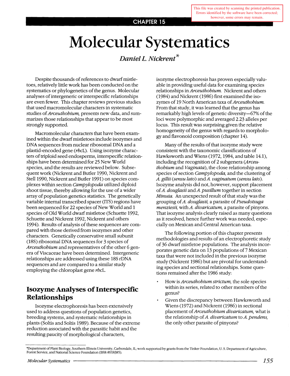 Molecular Systematics Daniel L