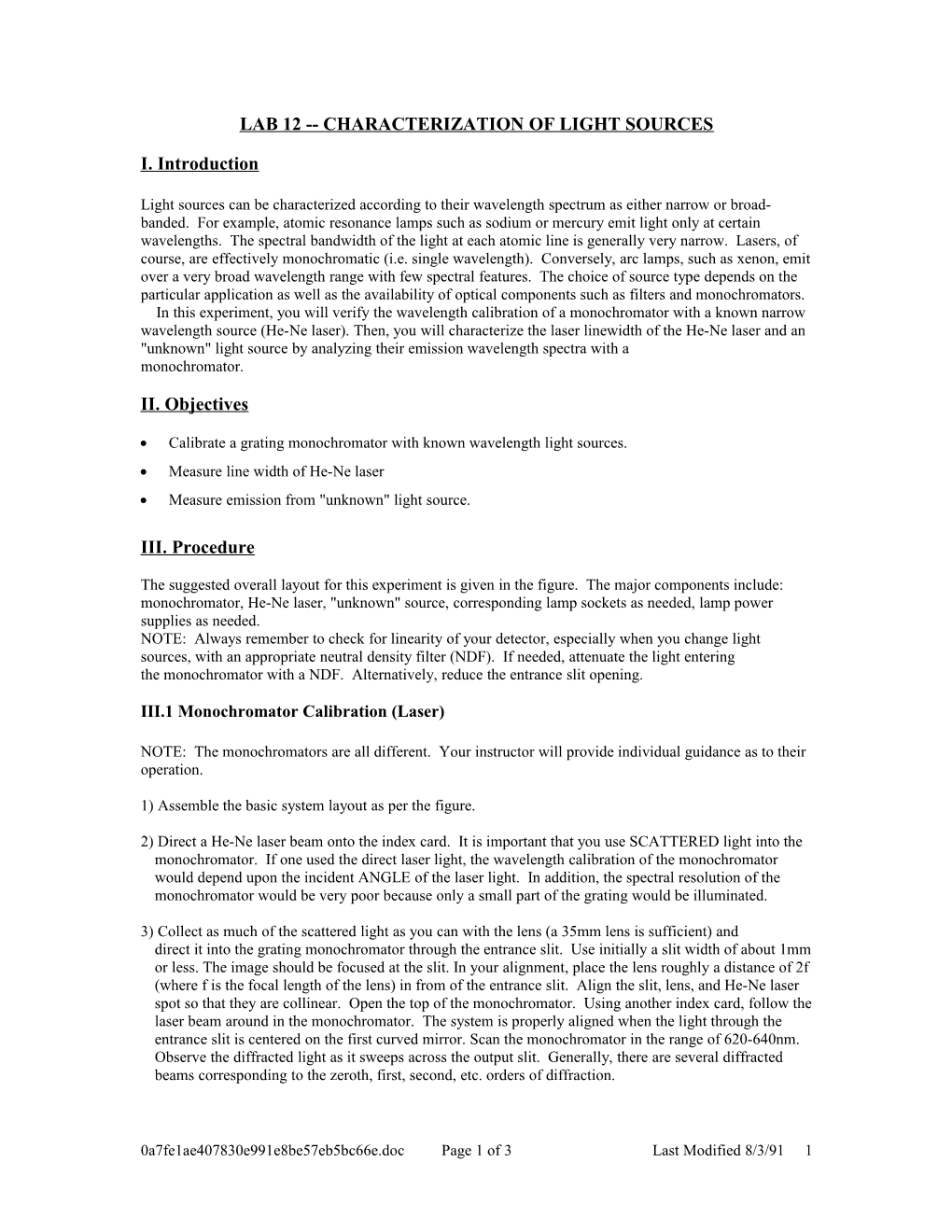 Characterization of Light Sources