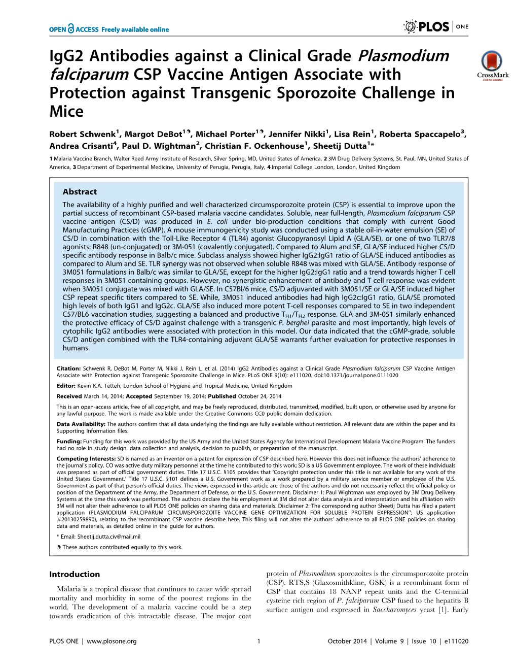 Falciparum CSP Vaccine Antigen Associate with Protection Against Transgenic Sporozoite Challenge in Mice