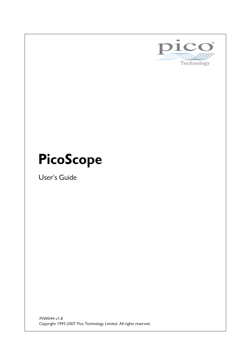 Picoscope User Guide Contents