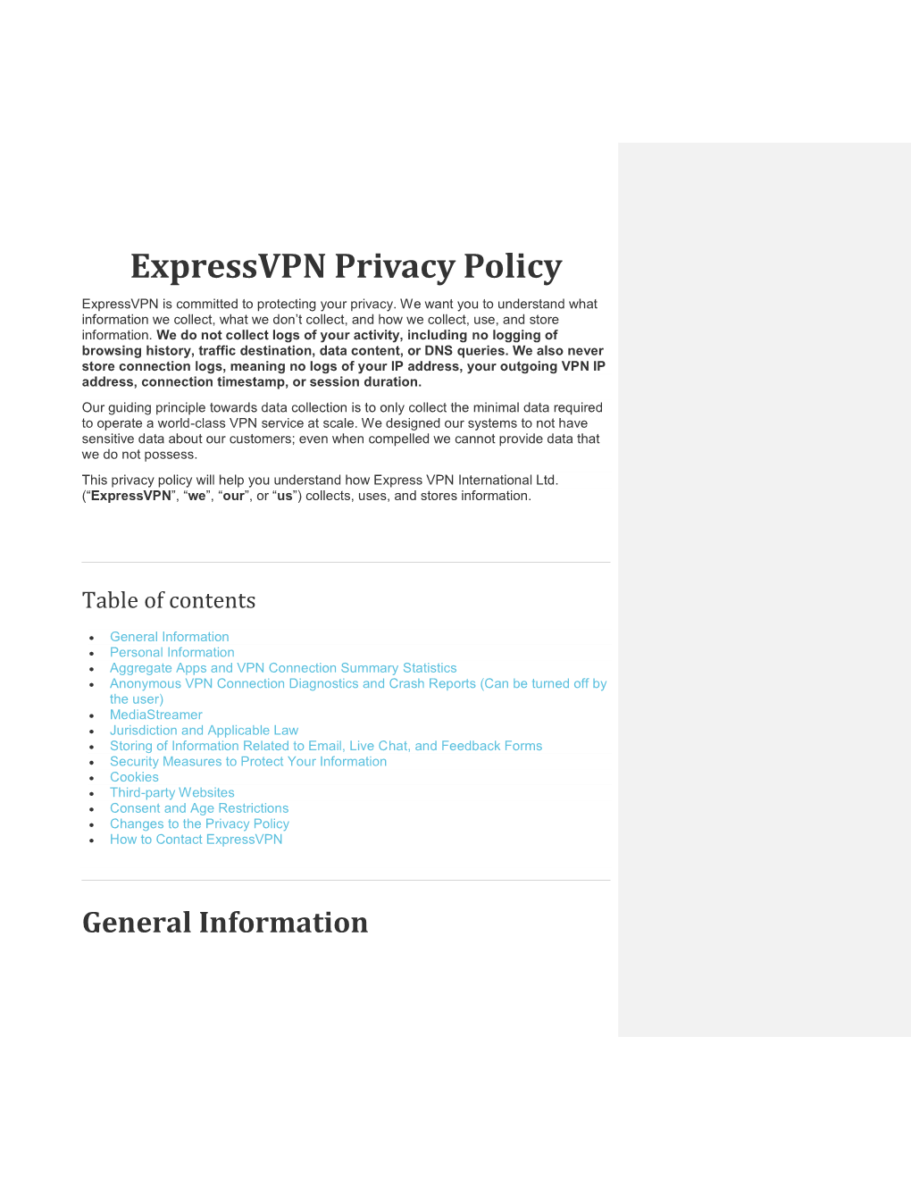 Expressvpn Privacy Policy Expressvpn Is Committed to Protecting Your Privacy