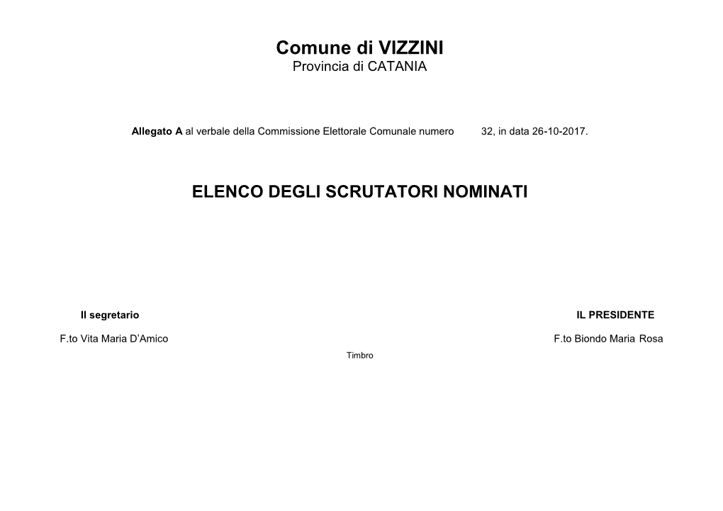 Comune Di VIZZINI Provincia Di CATANIA