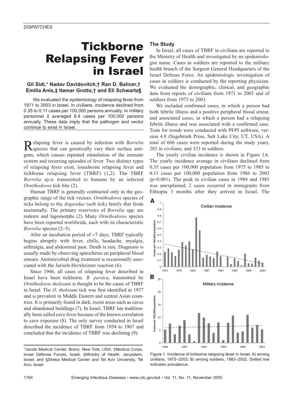 Tickborne Relapsing Fever in Israel