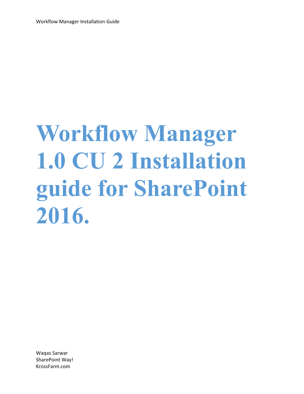 Sharepoint 2016: Installation Guid of Worklfow Manager