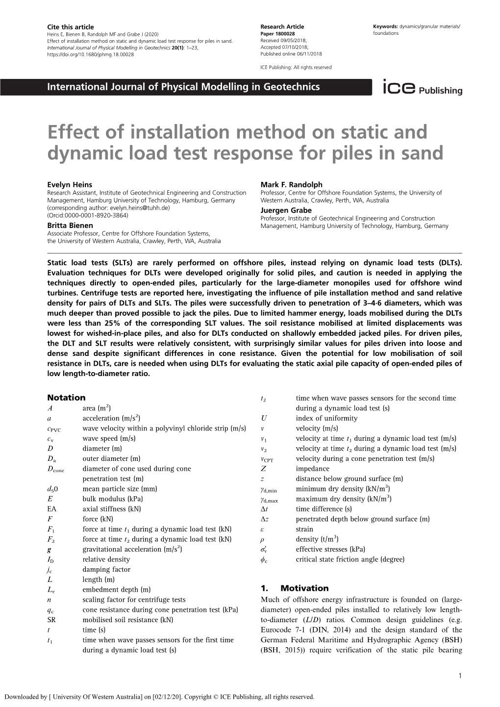 Effect of Installation Method on Static and Dynamic Load Test Response for Piles in Sand