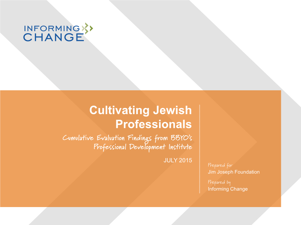 Cumulative Evaluation Findings from BBYO's Professional Development Institute
