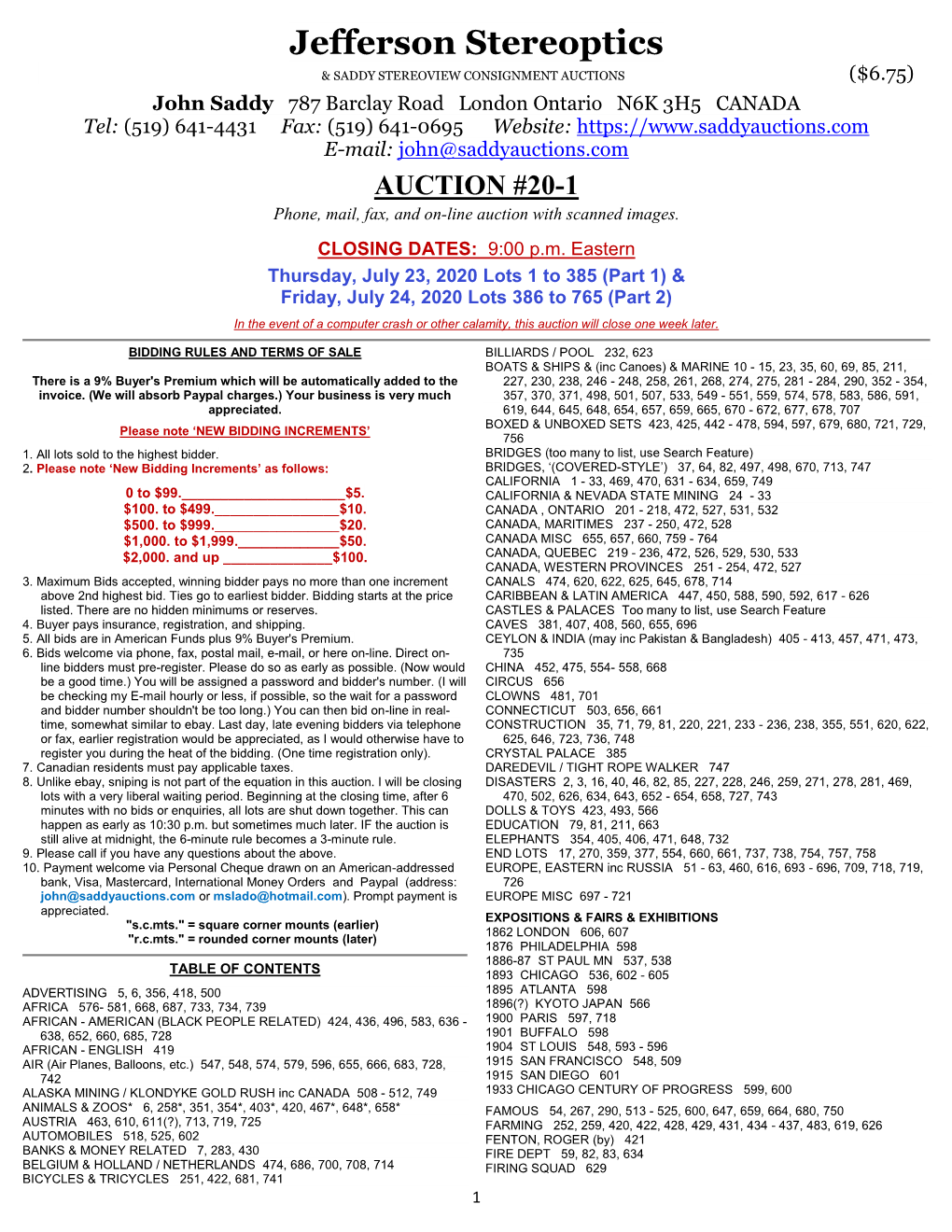20-1 Auction Catalog PDF Download