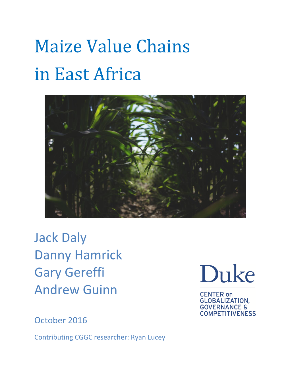 Maize Value Chains in East Africa