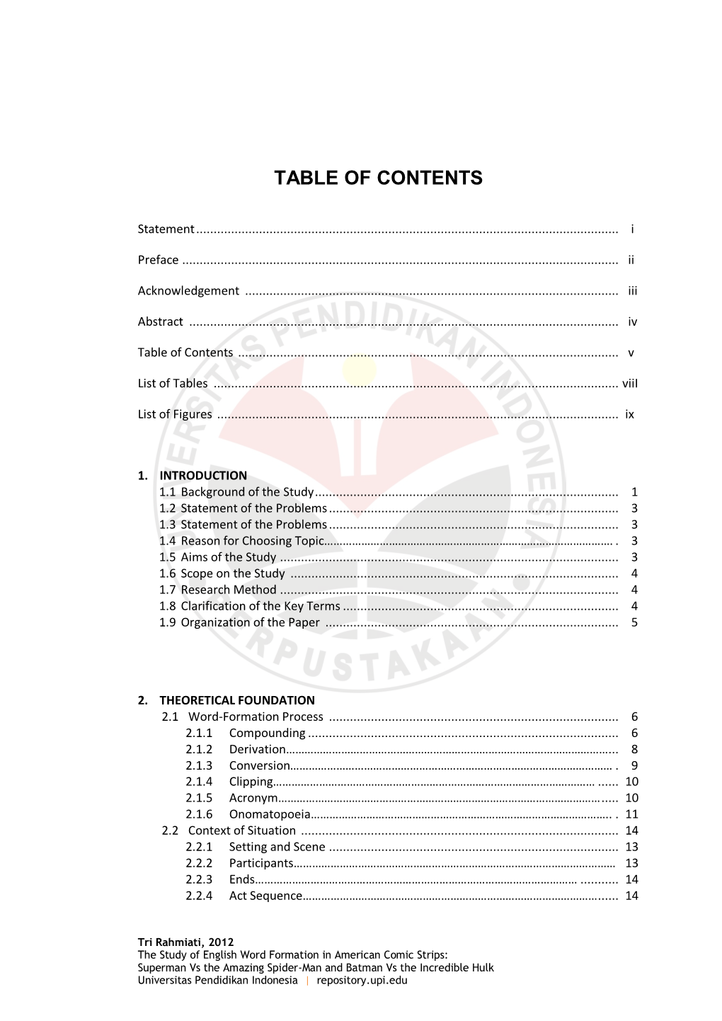 Table of Contents