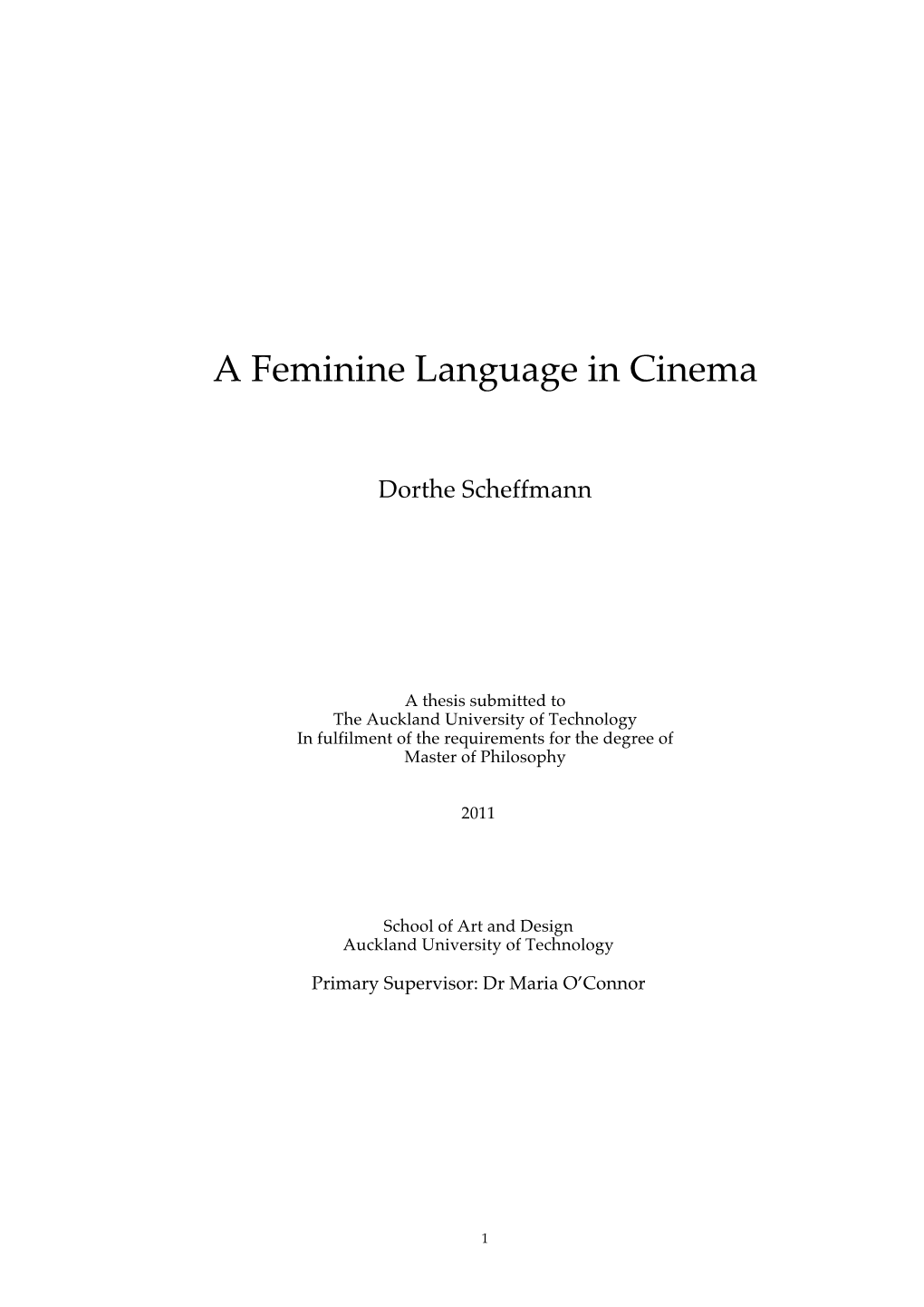 A Feminine Language in Cinema