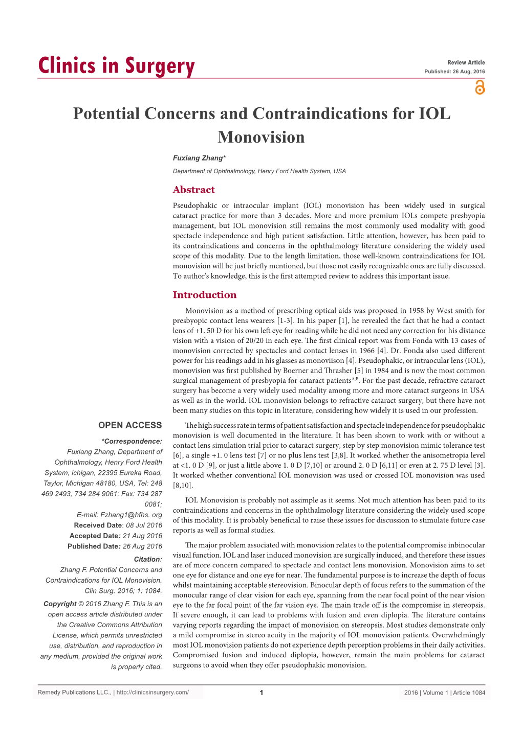 Potential Concerns and Contraindications for IOL Monovision