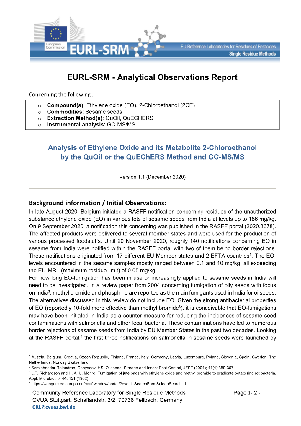 EURL-SRM - Analytical Observations Report