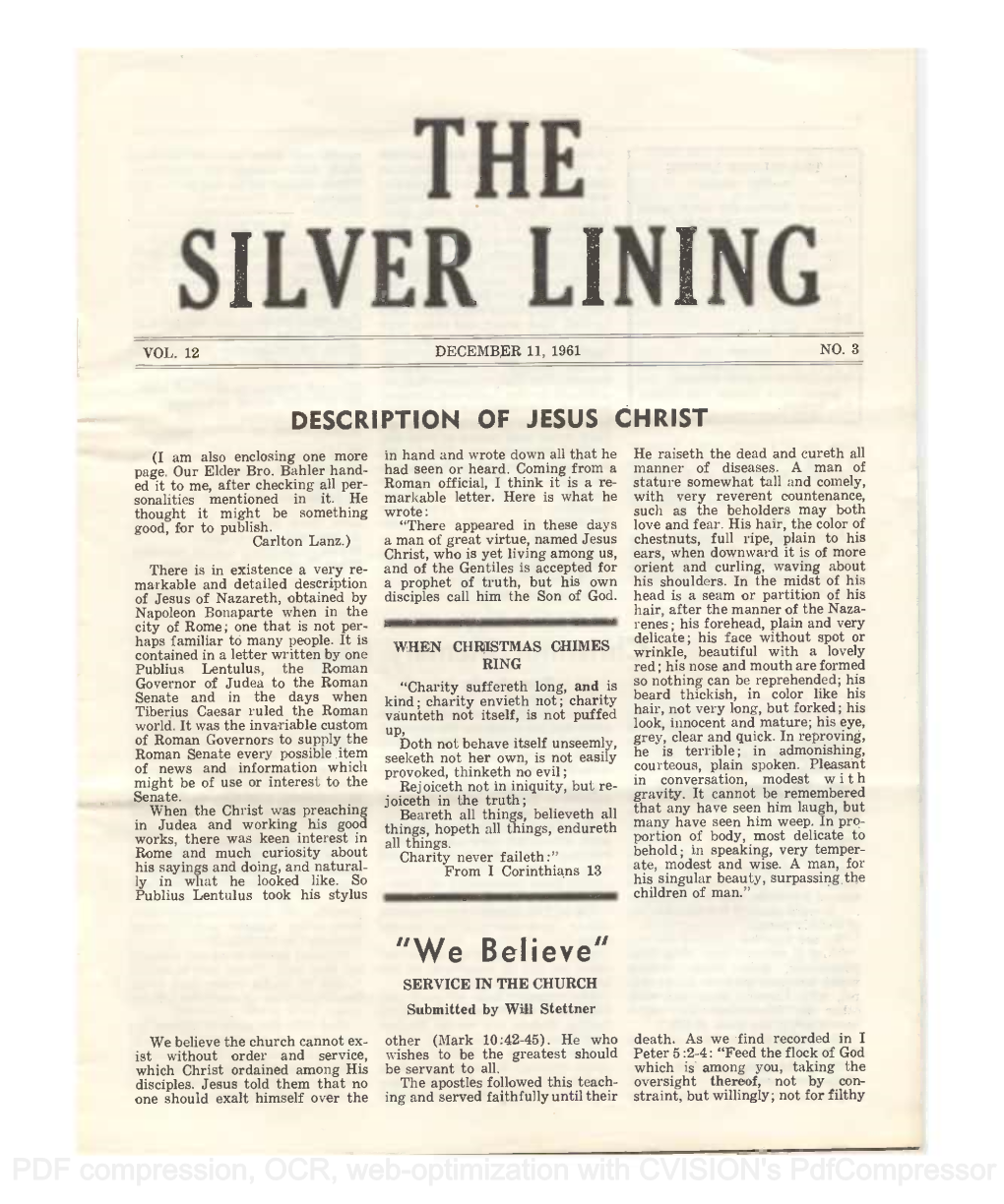 Silver Lining, Dec. 1961