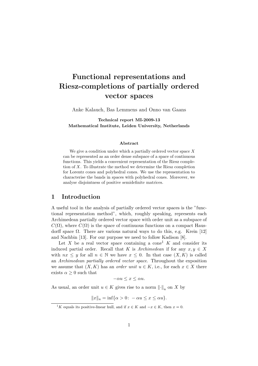 Functional Representations and Riesz-Completions of Partially Ordered Vector Spaces