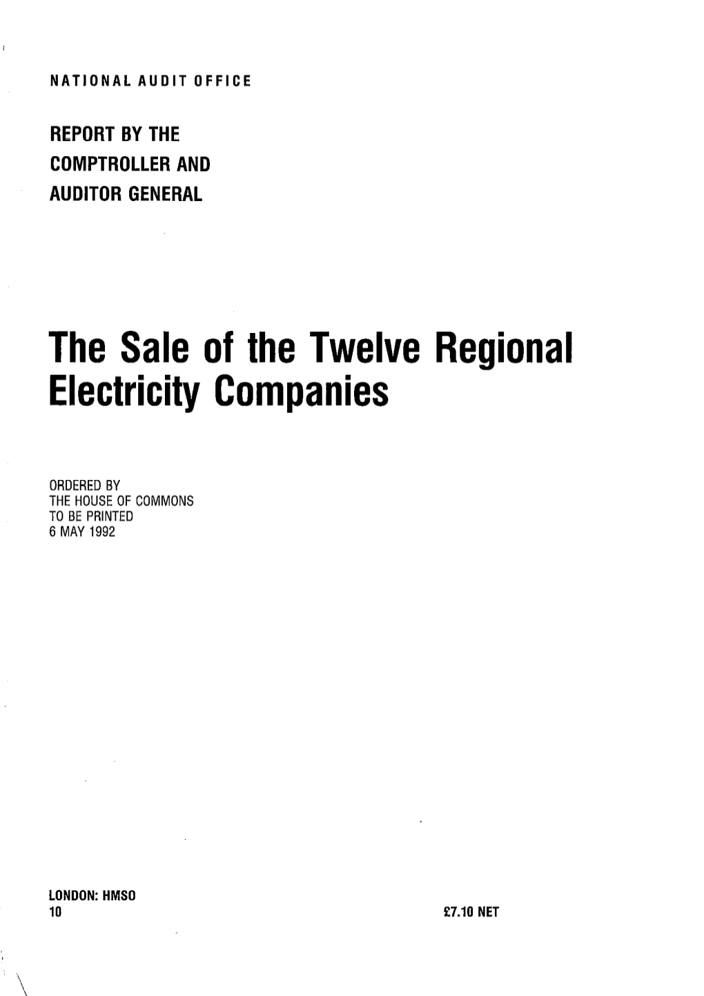 The Sale of the Twelve Regional Electricity Companies