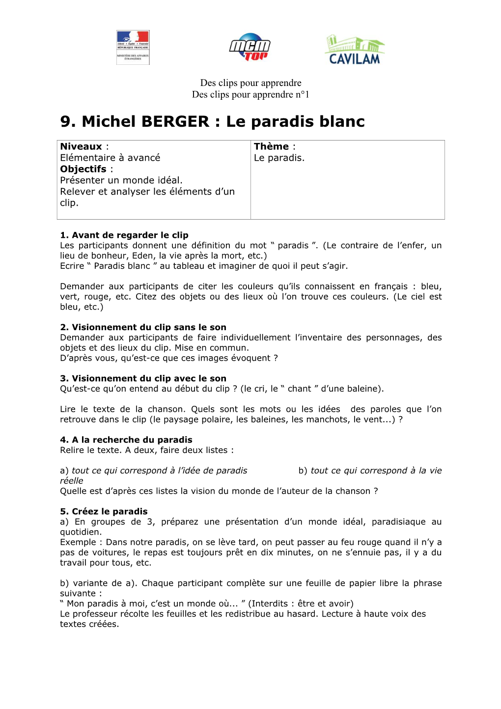 Michel Berger Le Paradis Blanc