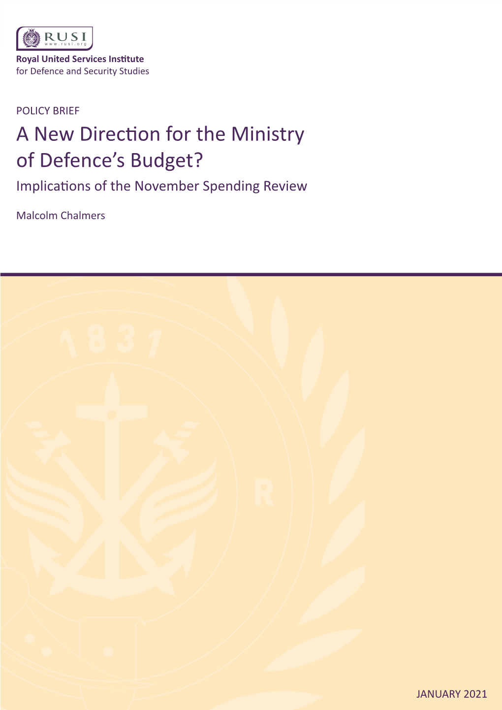 A New Direction for the Ministry of Defence's Budget?