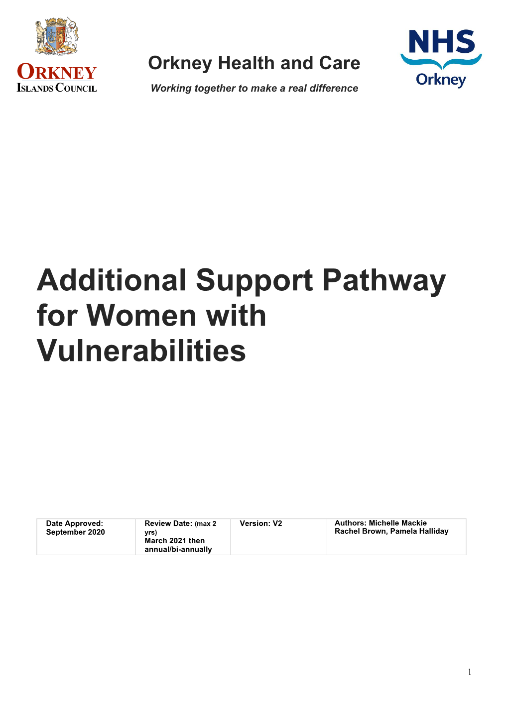 Additional Support Pathway for Women with Vulnerabilities