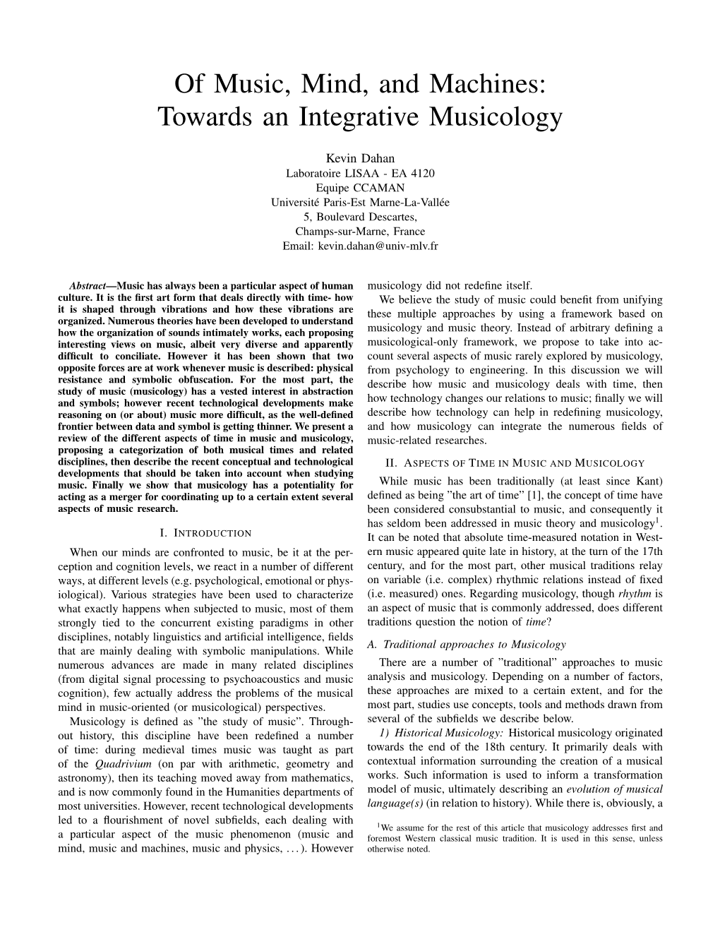 Of Music, Mind, and Machines: Towards an Integrative Musicology