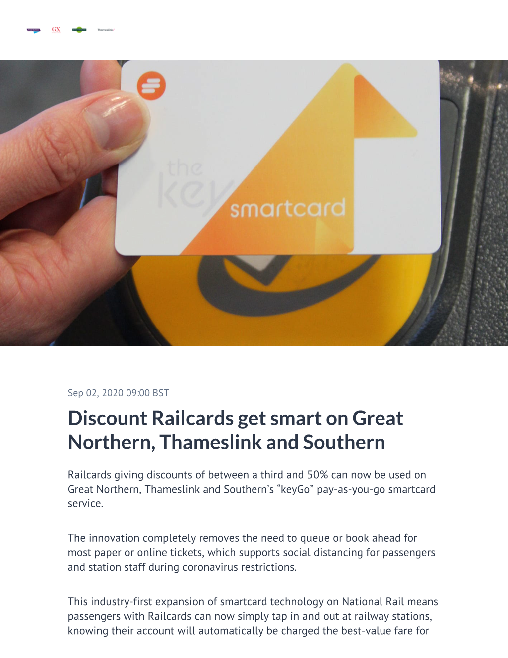 ​Discount Railcards Get Smart on Great Northern, Thameslink and Southern