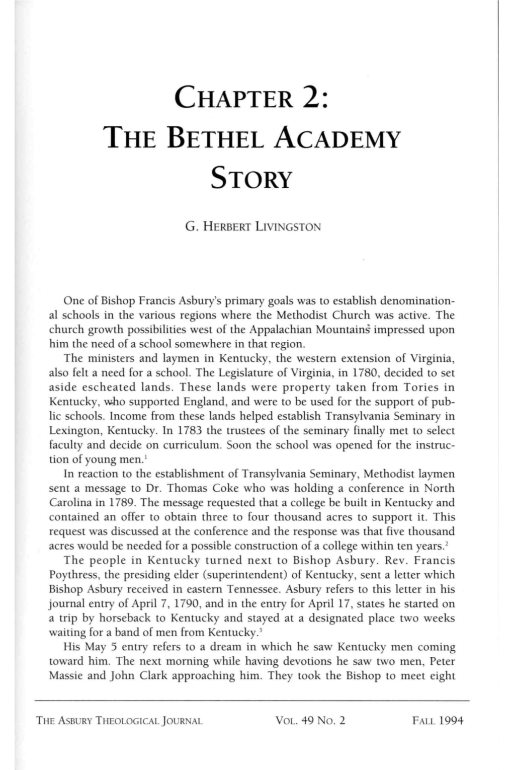 Chapter 2: the Bethel Academy Story