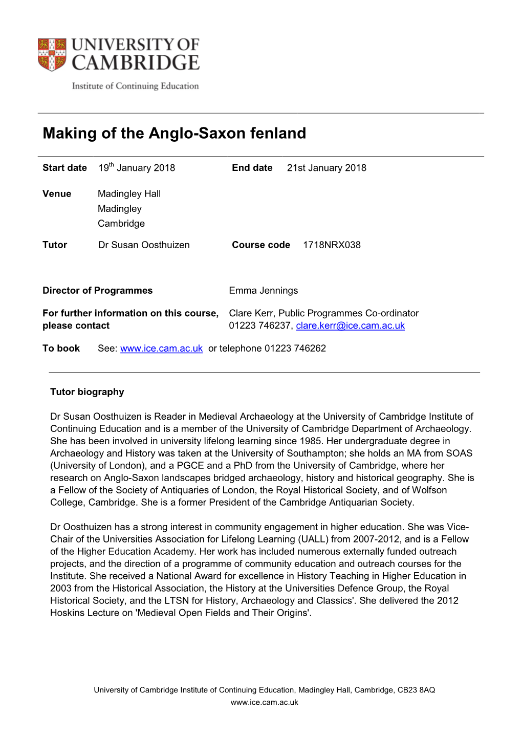 Making of the Anglo-Saxon Fenland
