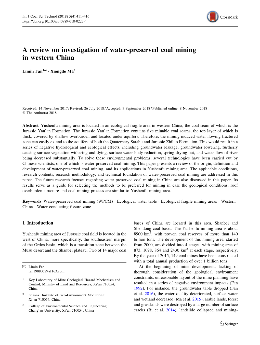 A Review on Investigation of Water-Preserved Coal Mining in Western China