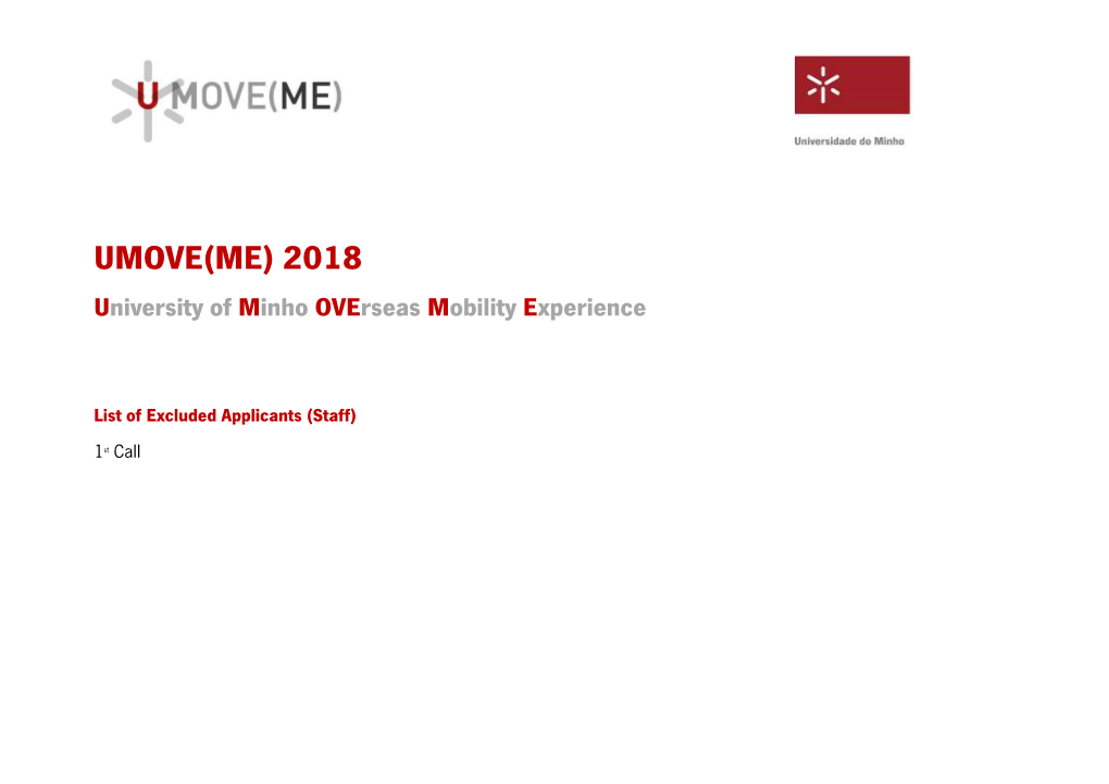 UMOVE(ME) 2018 University of Minho Overseas Mobility Experience