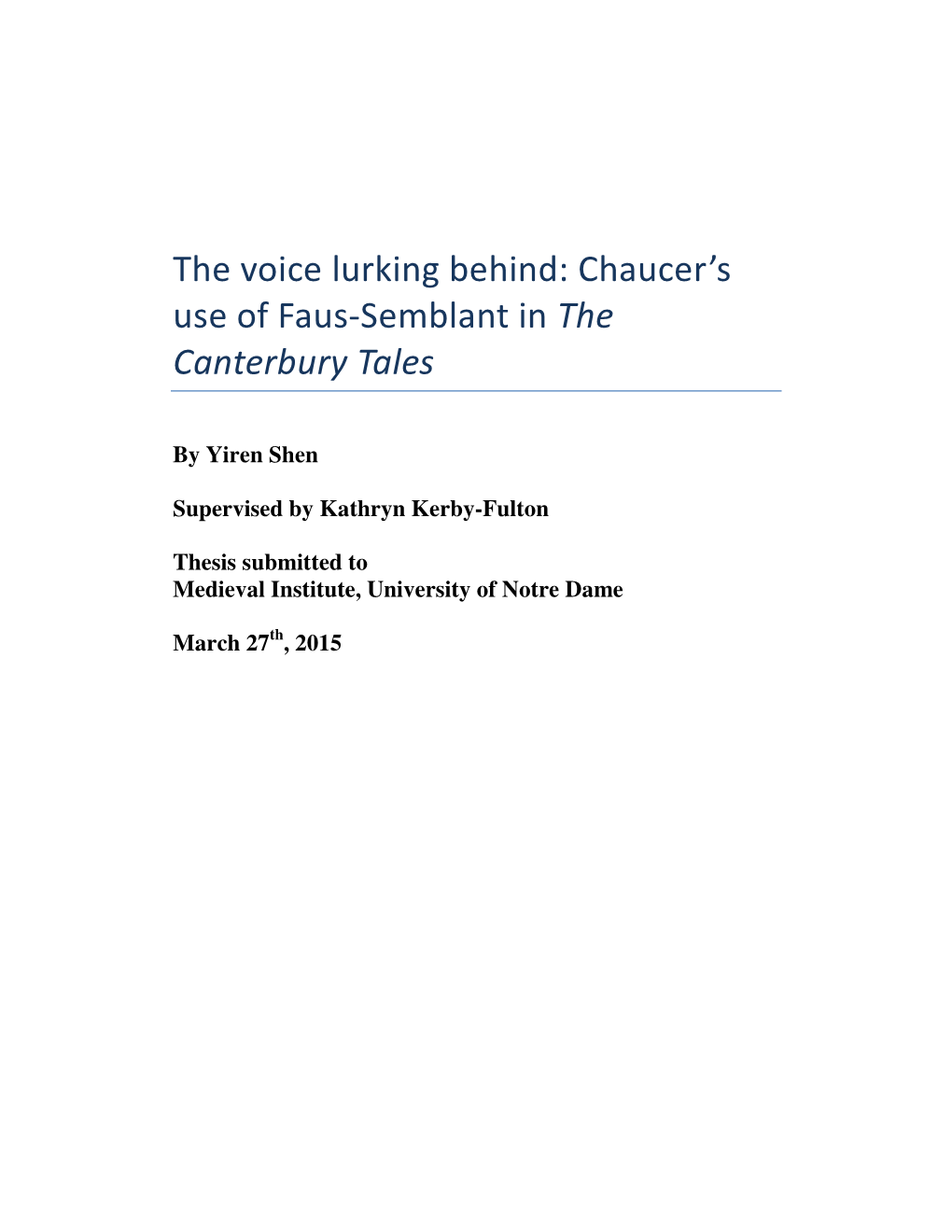 Chaucer's Use of Faus-Semblant in the Canterbury Tales