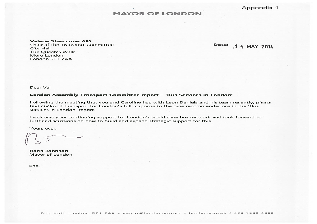 Appendix 1 MAYOROF LONDON