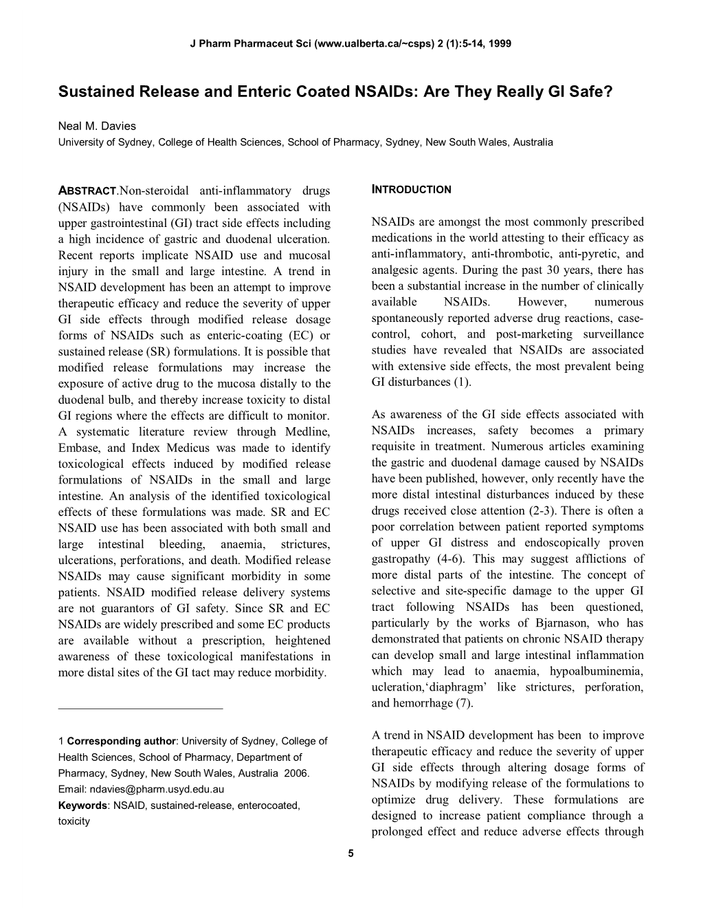 Sustained Release and Enteric Coated Nsaids: Are They Really GI Safe?