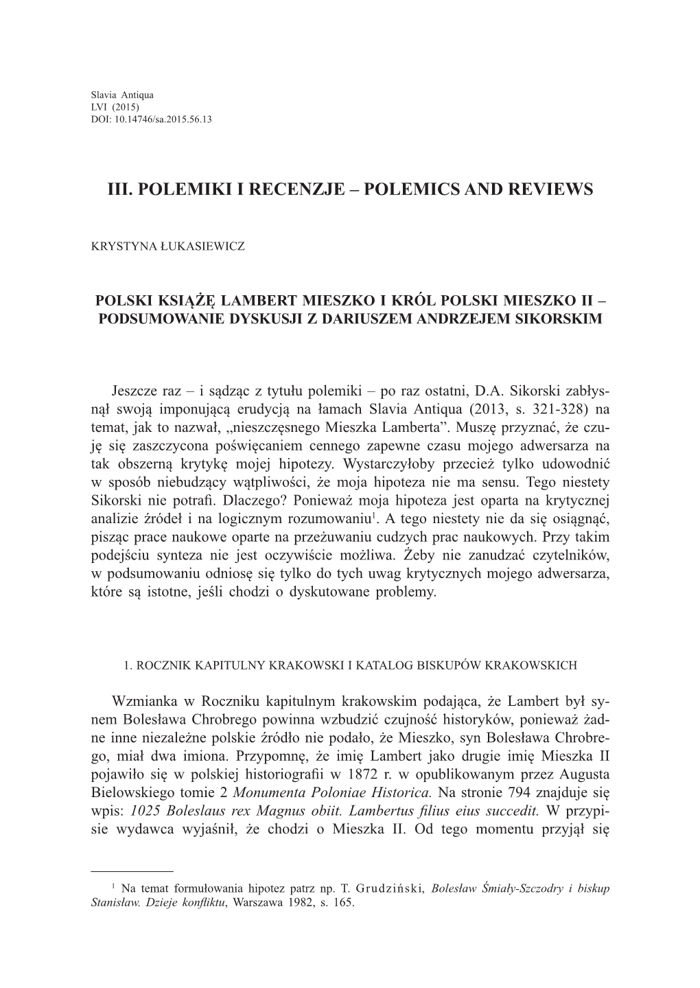 Polski Książę Lambert Mieszko I Król Polski Mieszko II – PODSUMOWANIE DYSKUSJI Z DARIUSZEM ANDRZEJEM SIKORSKIM