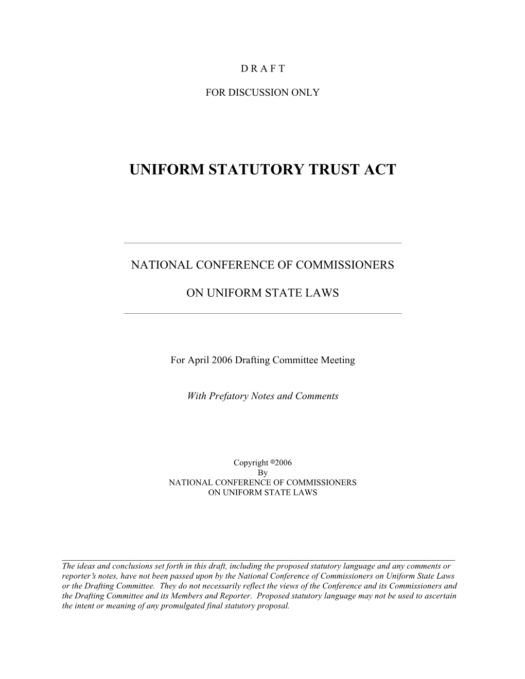 Uniform Statutory Trust Act