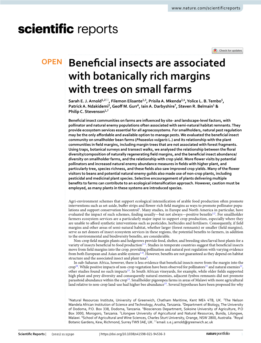 Beneficial Insects Are Associated with Botanically Rich Margins with Trees