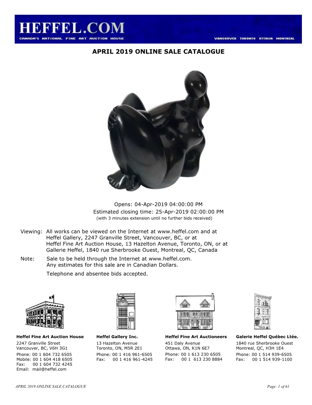 April 2019 Online Sale Catalogue