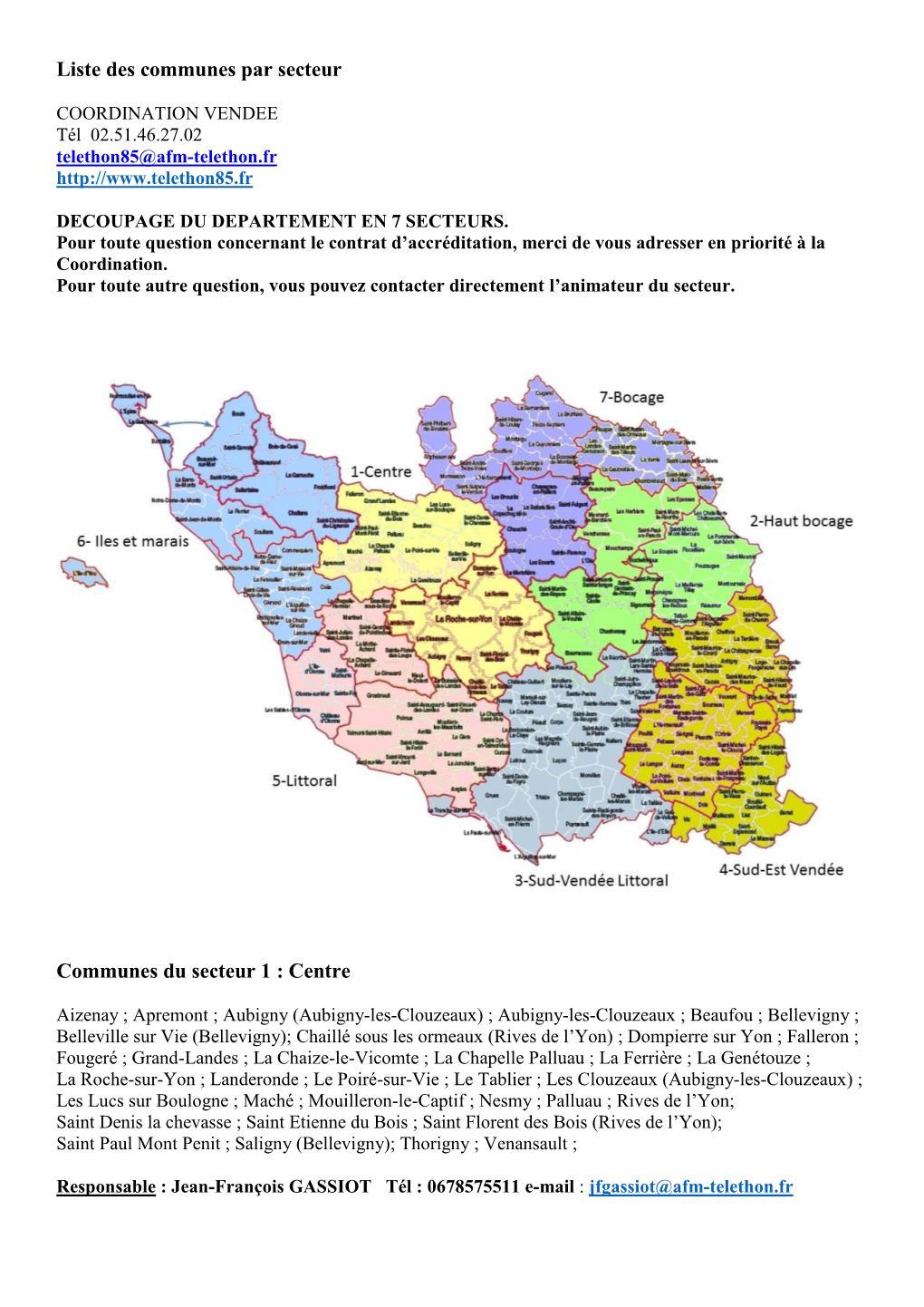 Liste Des Communes Par Secteur Communes Du Secteur 1 : Centre