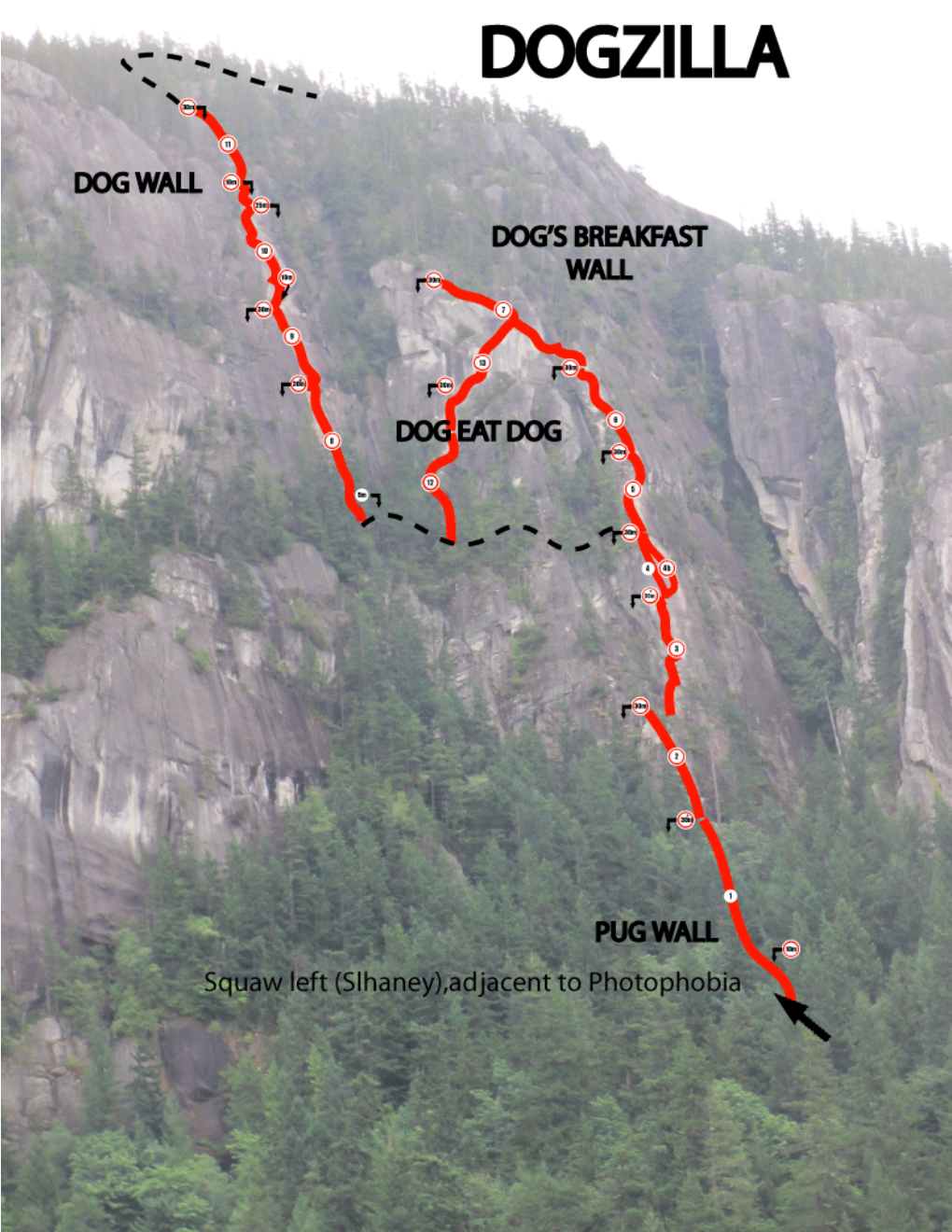Dogzilla This New Route Has Climbing up to 5.11B and Is a Semi-Continuous Multi-Pitch Circuit of up to 14 Pitches