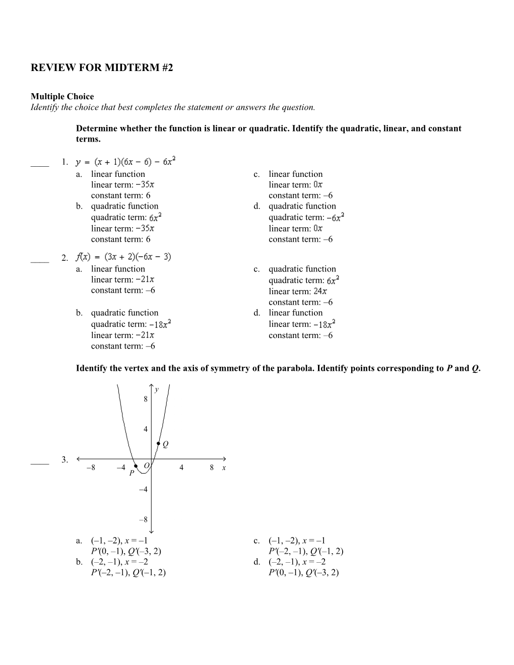 Review for Midterm #2