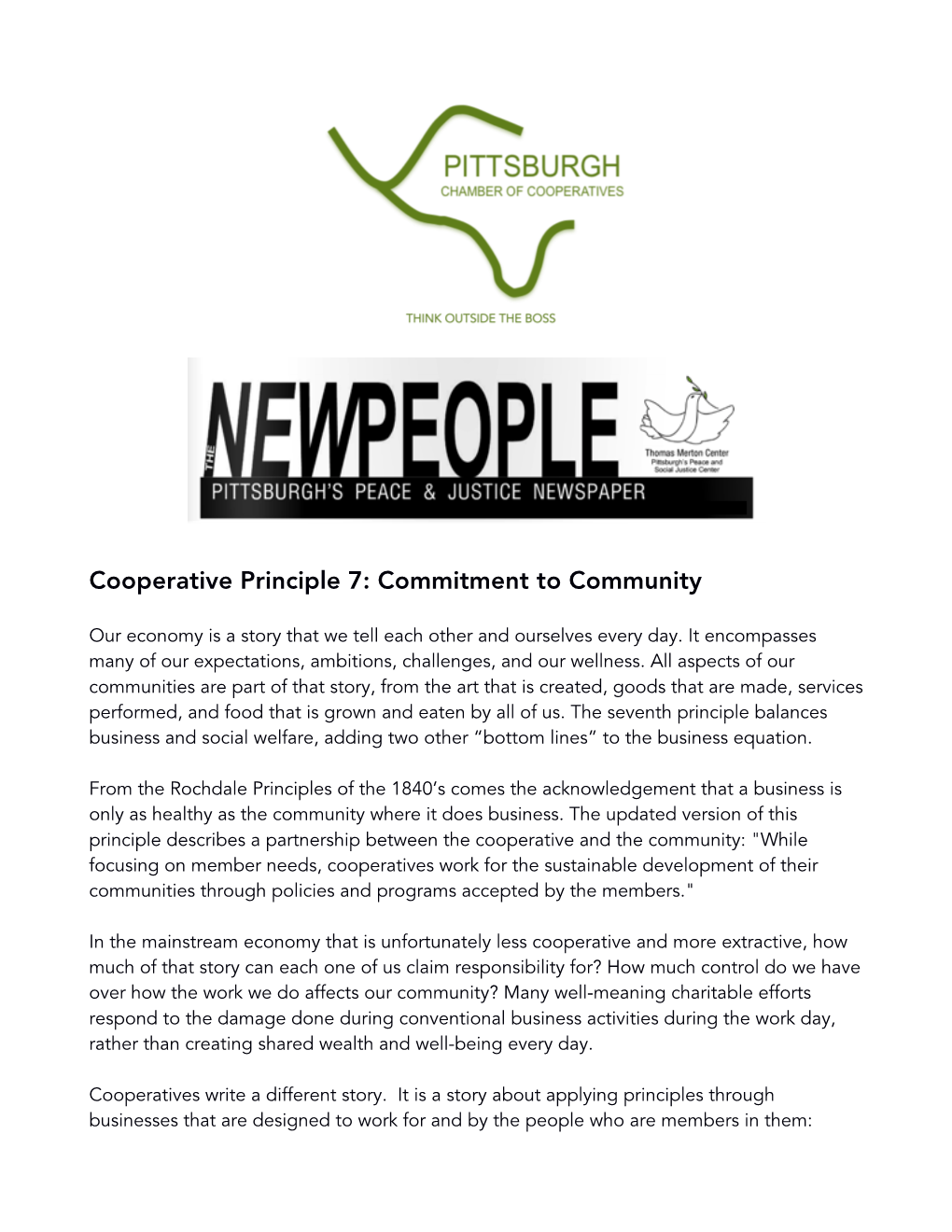COOP Principles No.7 Commitment to Community