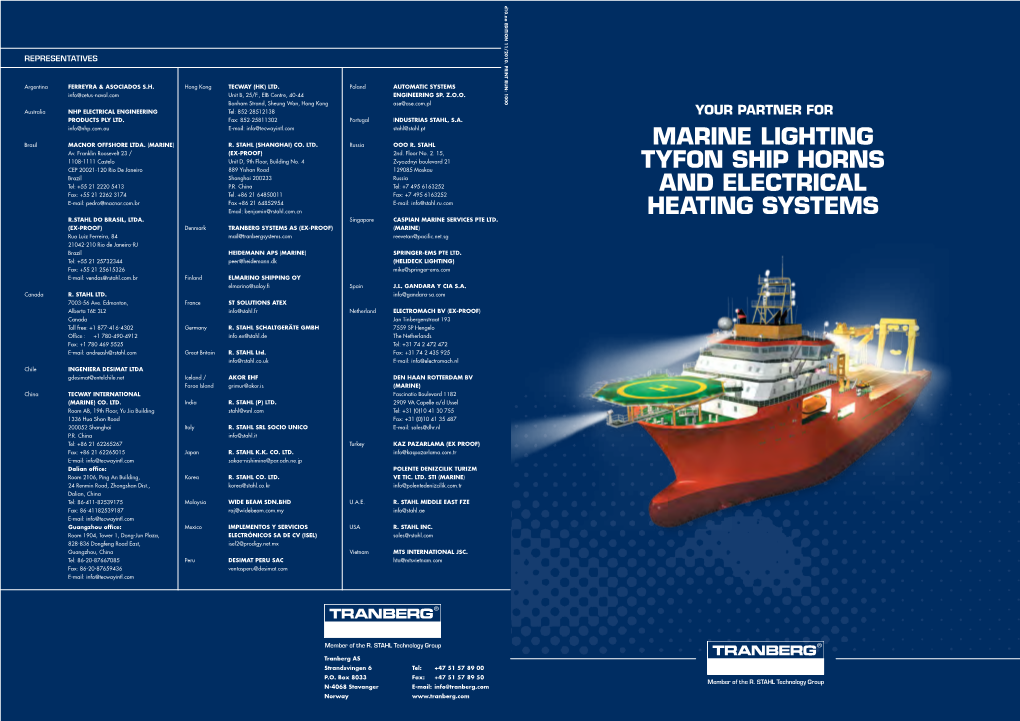 MARINE Lighting Tyfon Ship Horns and Electrical Heating Systems