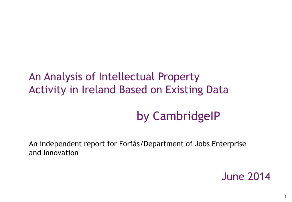 An Analysis of Intellectual Property Activity in Ireland Based on Existing Data