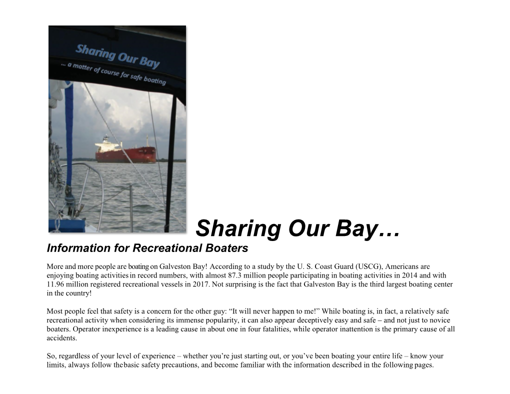 Sharing Our Bay – Information for Recreational Boaters