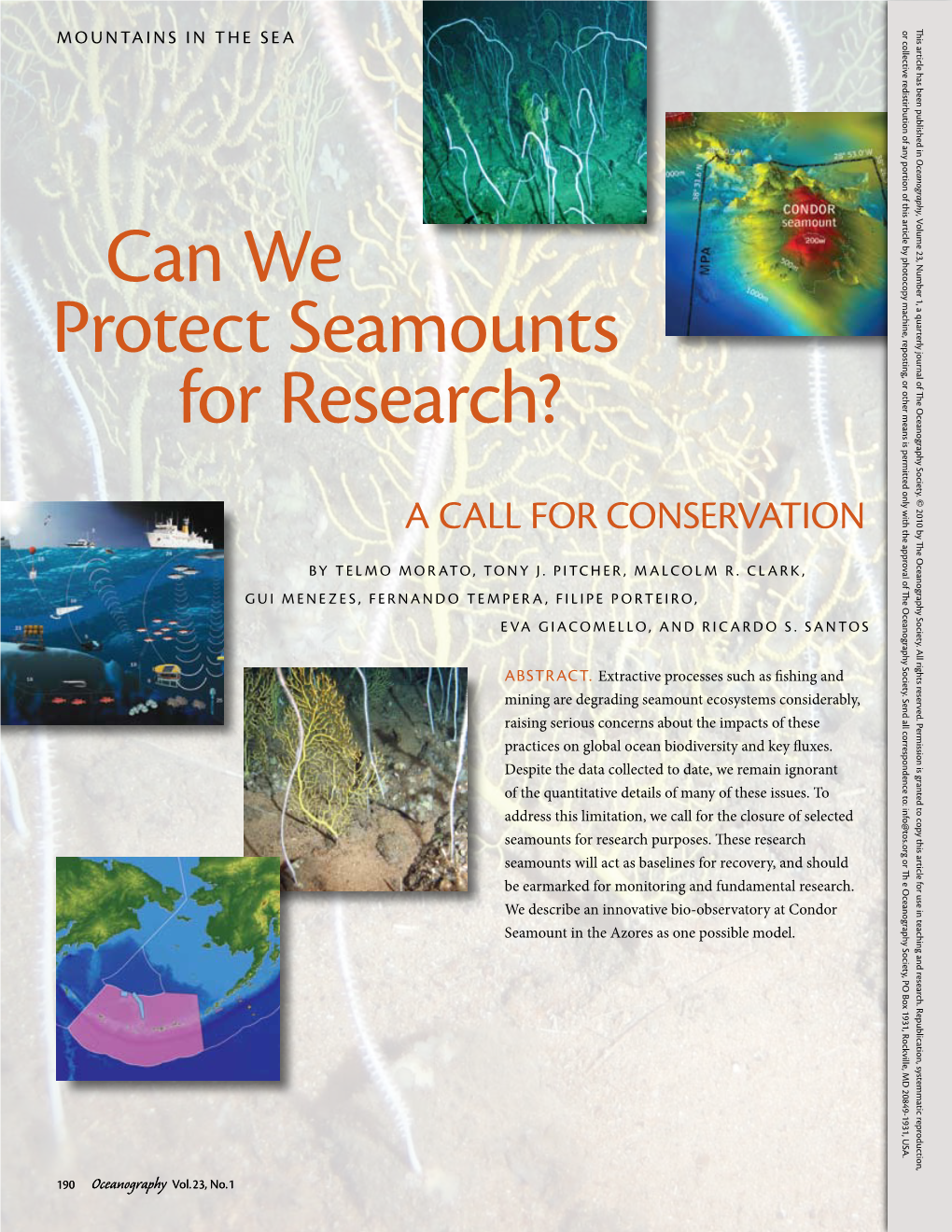 Can We Protect Seamounts for Research?